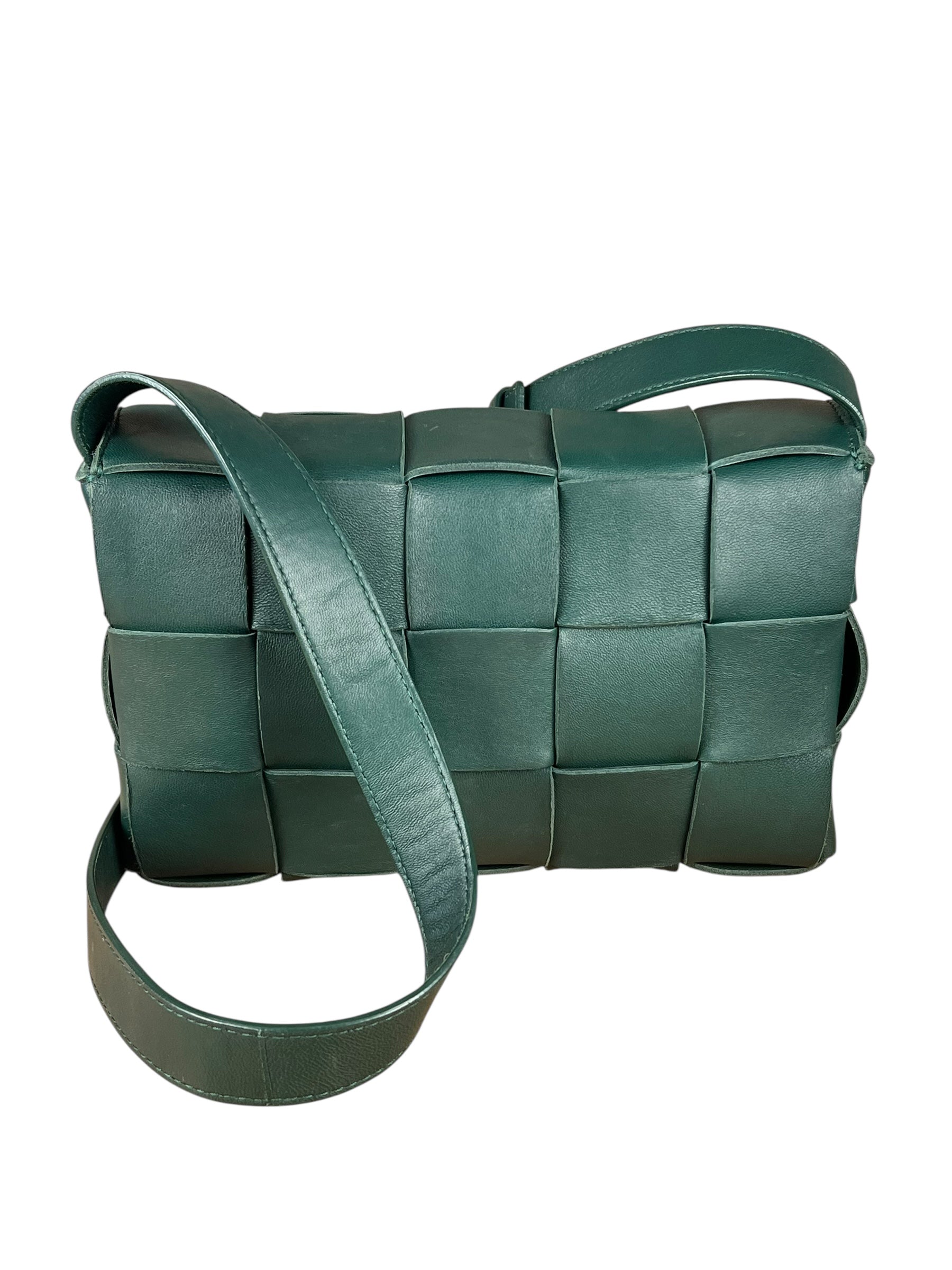 Bottega Veneta Forest Green Intrecciato Cassette Crossbody