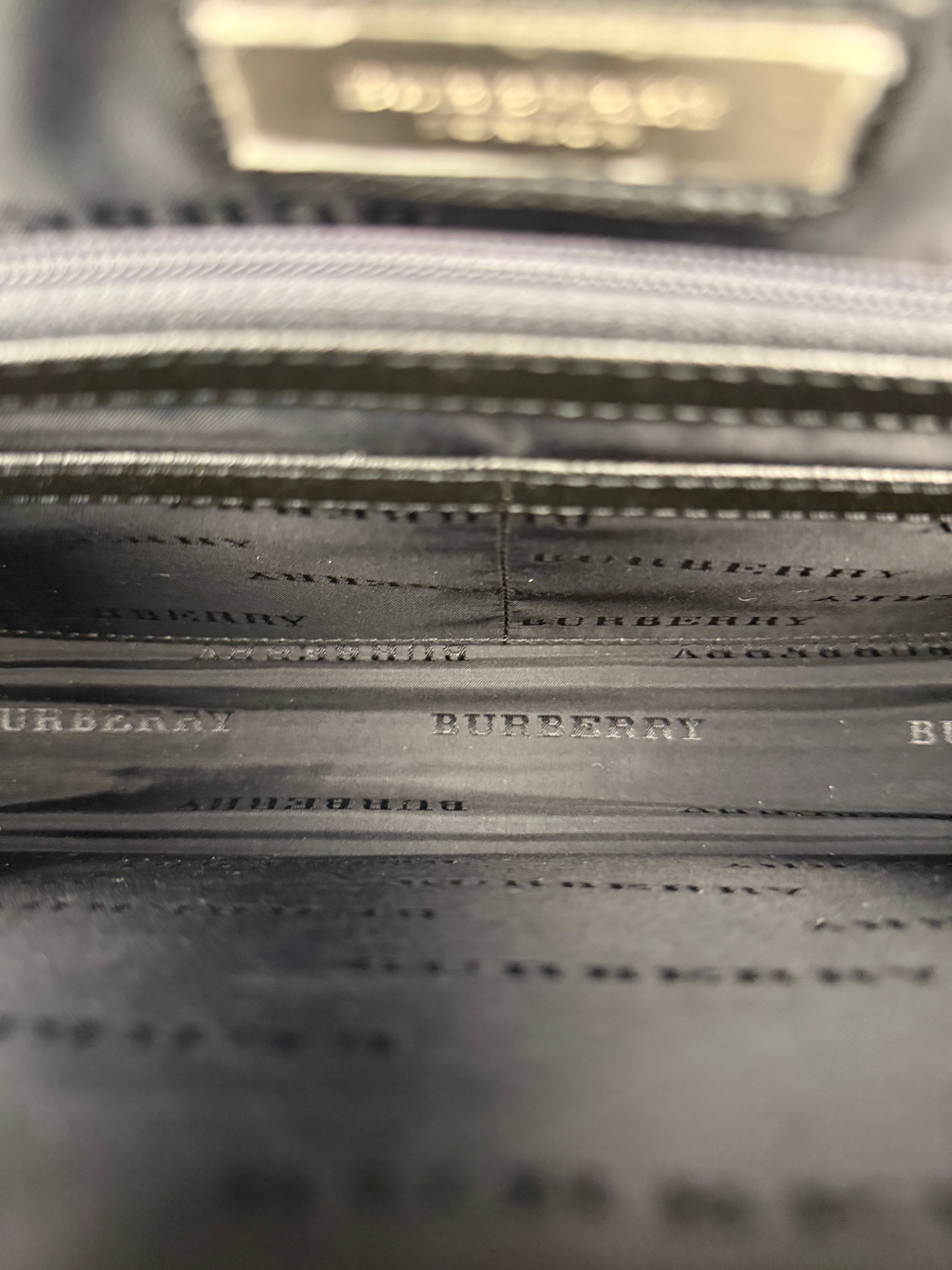 Burberry Black Leather Zip Clutch Pouch