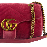 Gucci GG Marmont Matelasse Velvet Small Pink Chain Bag