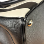 Prada Black/White Saffiano Leather Striped Two-Way Bag