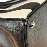 Prada Black/White Saffiano Leather Striped Two-Way Bag