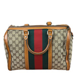 Gucci Beige/Brown GG Web Boston Two-Way Bag