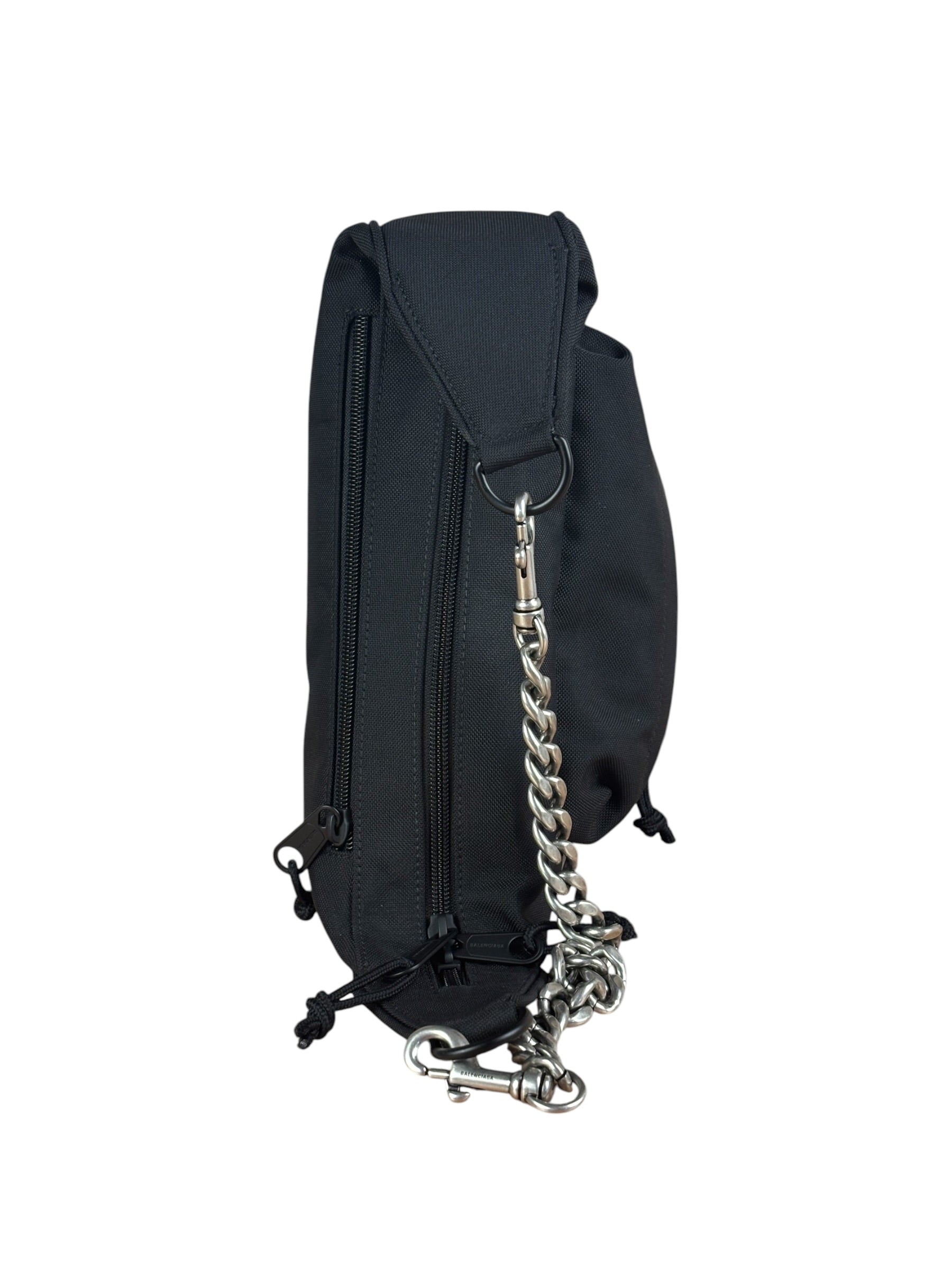 Balenciaga Black Nylon Chain Shoulder Bag