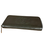 Chanel Caviar Leather Grey Zip Wallet
