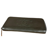 Chanel Caviar Leather Grey Zip Wallet