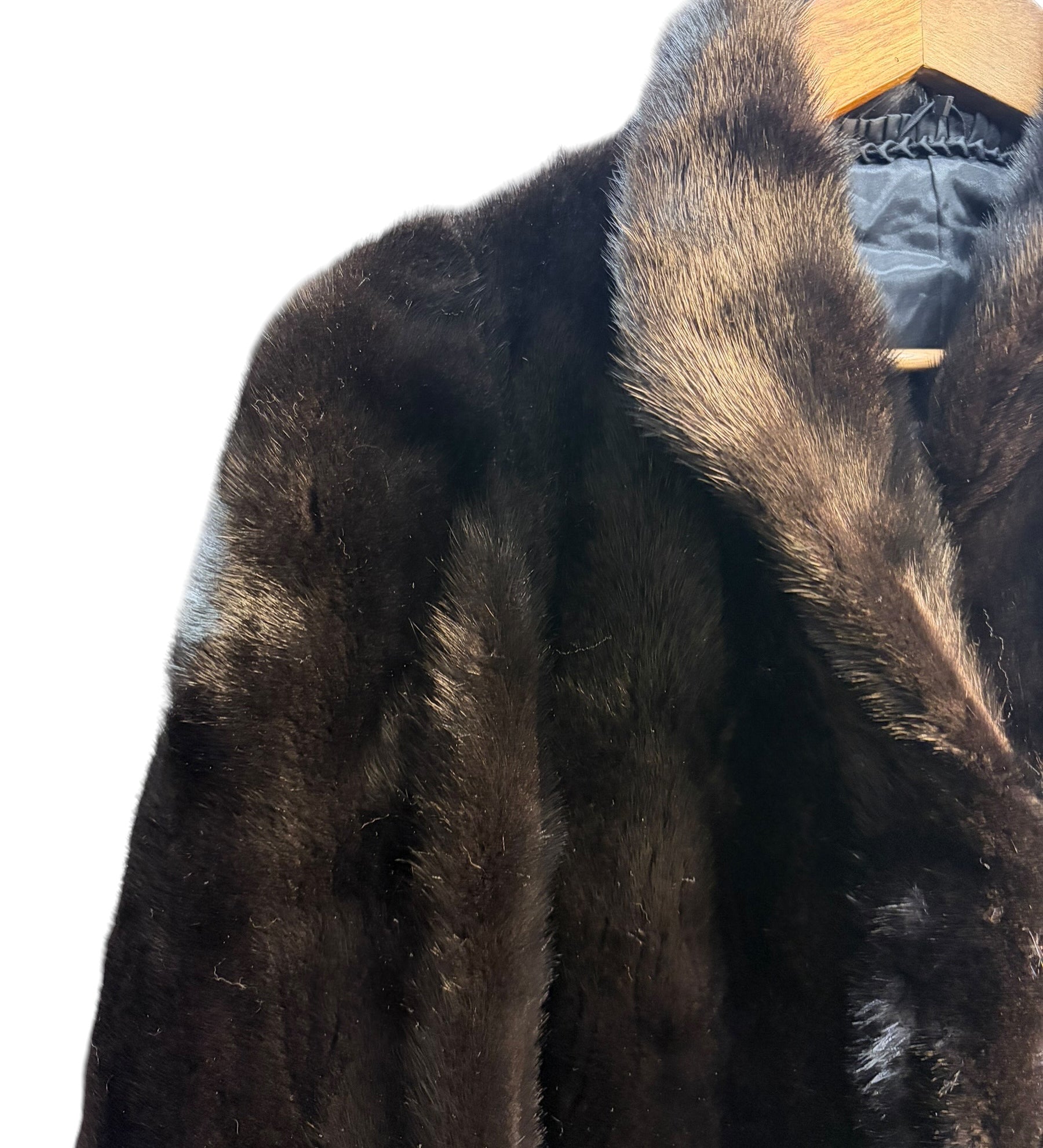 Vintage Black Mink Fur Long Coat