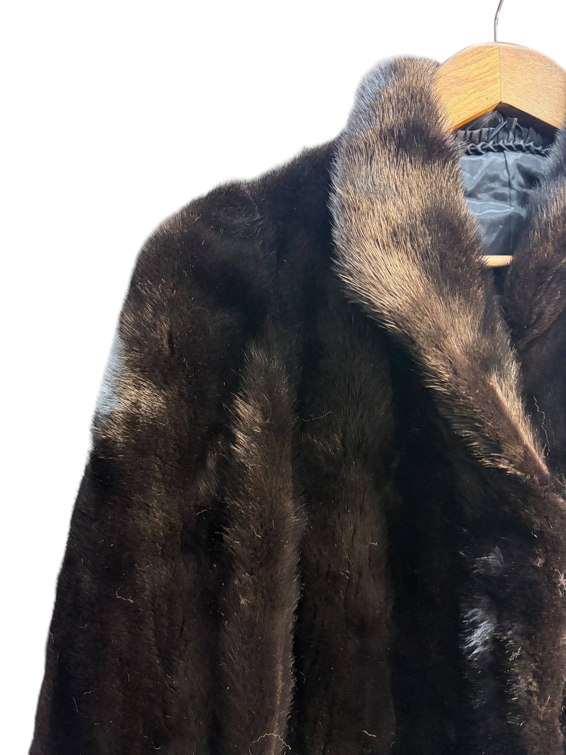 Vintage Black Mink Fur Long Coat