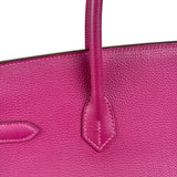 Hermes 2013 Plum Clemence Leather Palladium Birkin 35