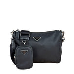 Prada Black Re-Nylon Saffiano Leather Crossbody Bag