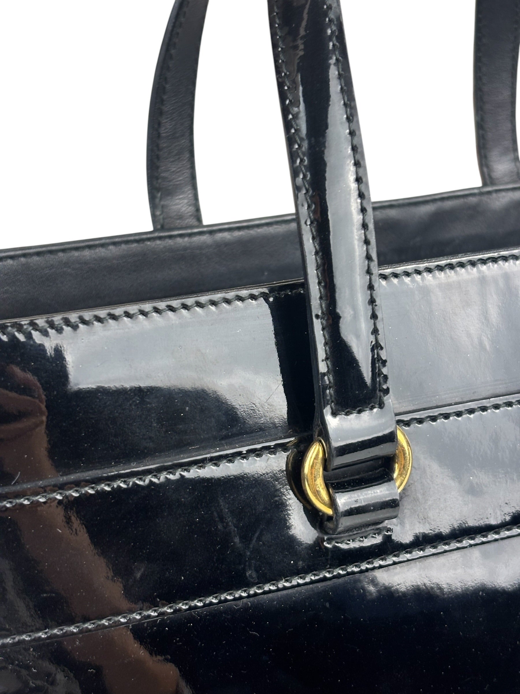 Gucci Vintage Black Patent Leather Tote