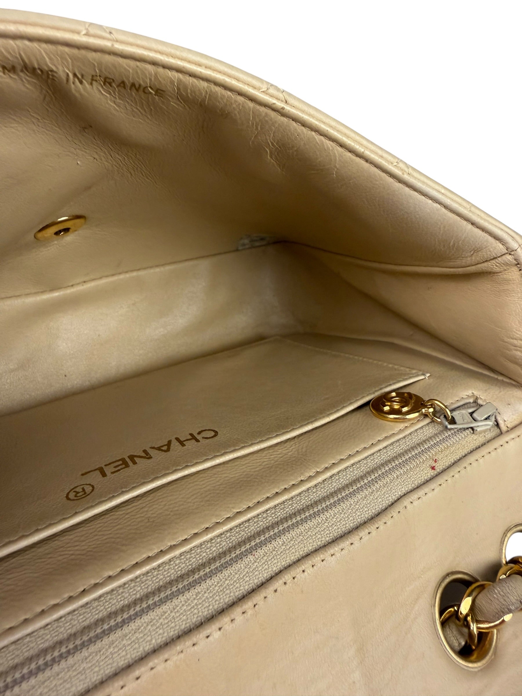 Chanel Vintage Beige Clair Quilted Leather Classic Flap Bag 2004