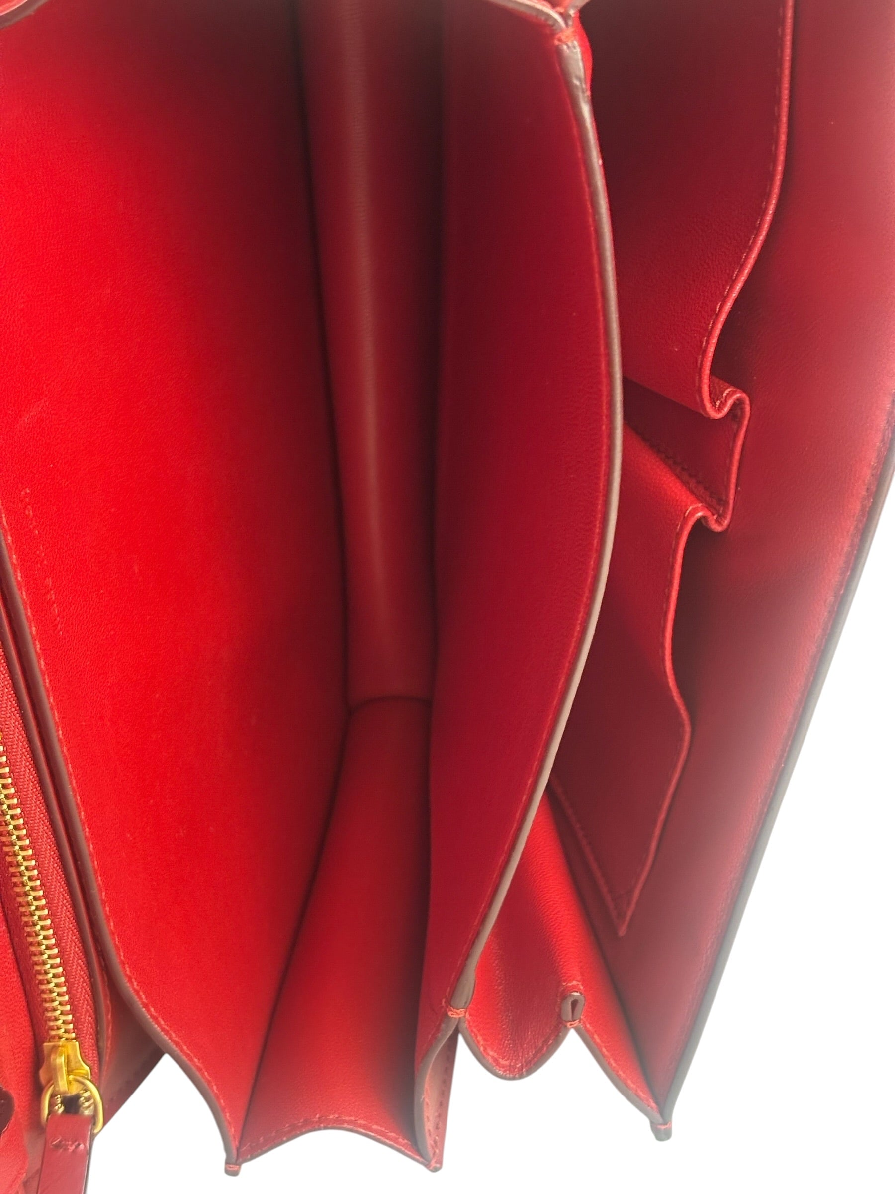 Celine Red Leather Box Crossbody Bag