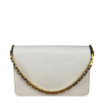 YSL White Chevron Quilted Babylone Chain Flap Shoulder Bag