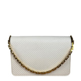 YSL White Chevron Quilted Babylone Chain Flap Shoulder Bag