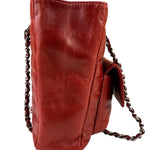 Chanel Red Lambskin Chocolate Bar Mademoiselle Reissue Square Tote  2004