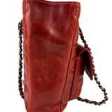Chanel Red Lambskin Chocolate Bar Mademoiselle Reissue Square Tote  2004