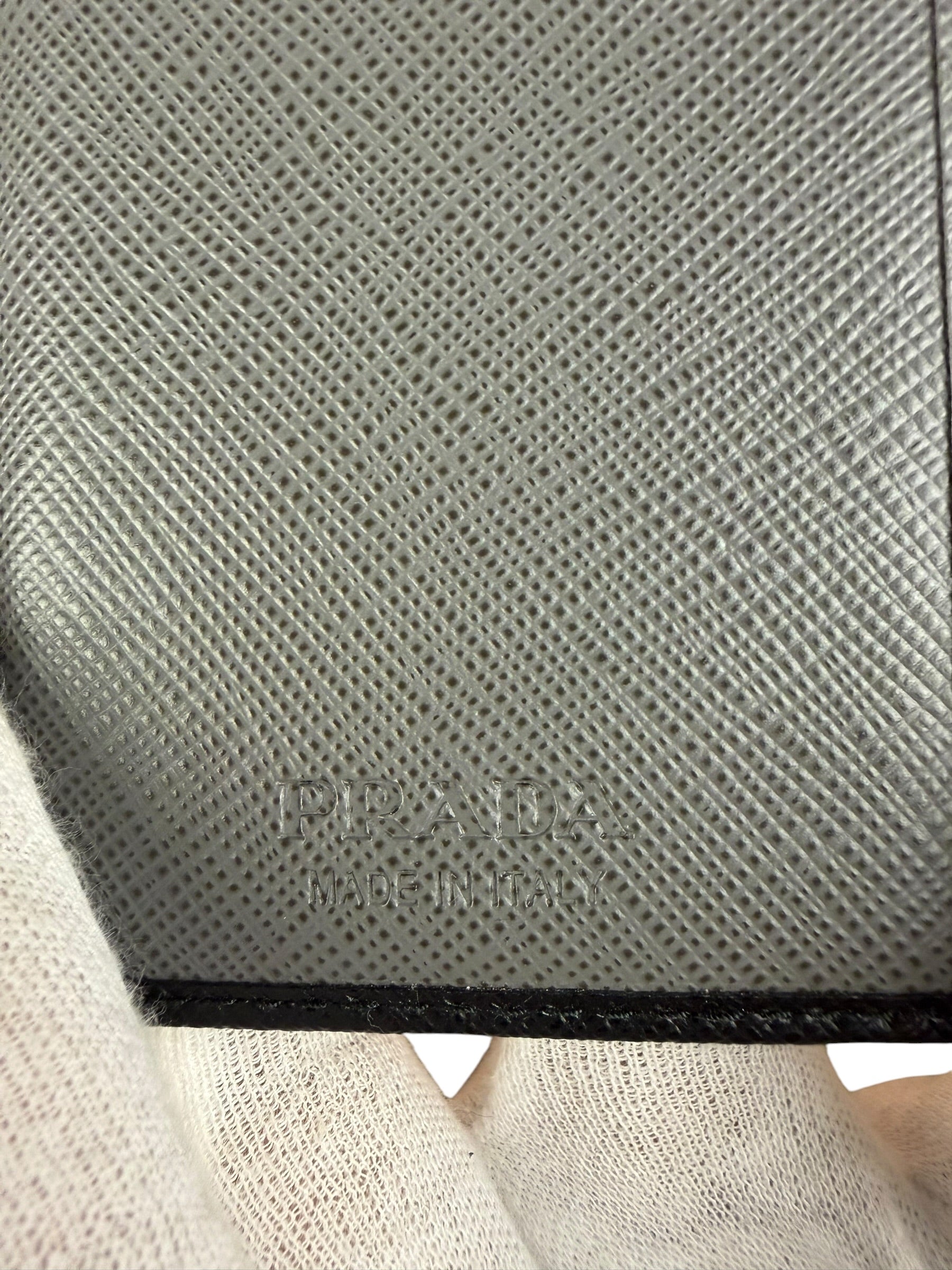Prada Black/Grey Saffiano Leather Card Holder