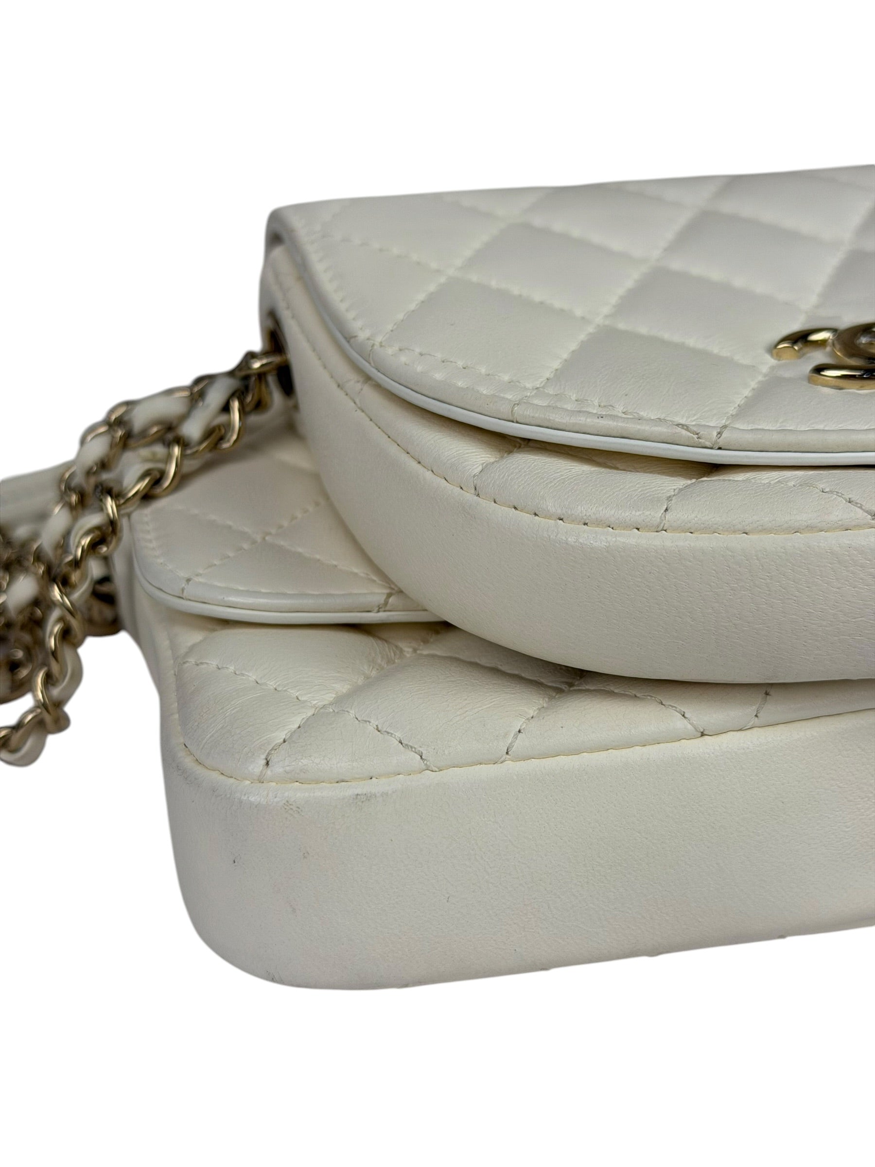 Chanel White Quilted Leather Side-Packs Dual Shoulder Bag 2019