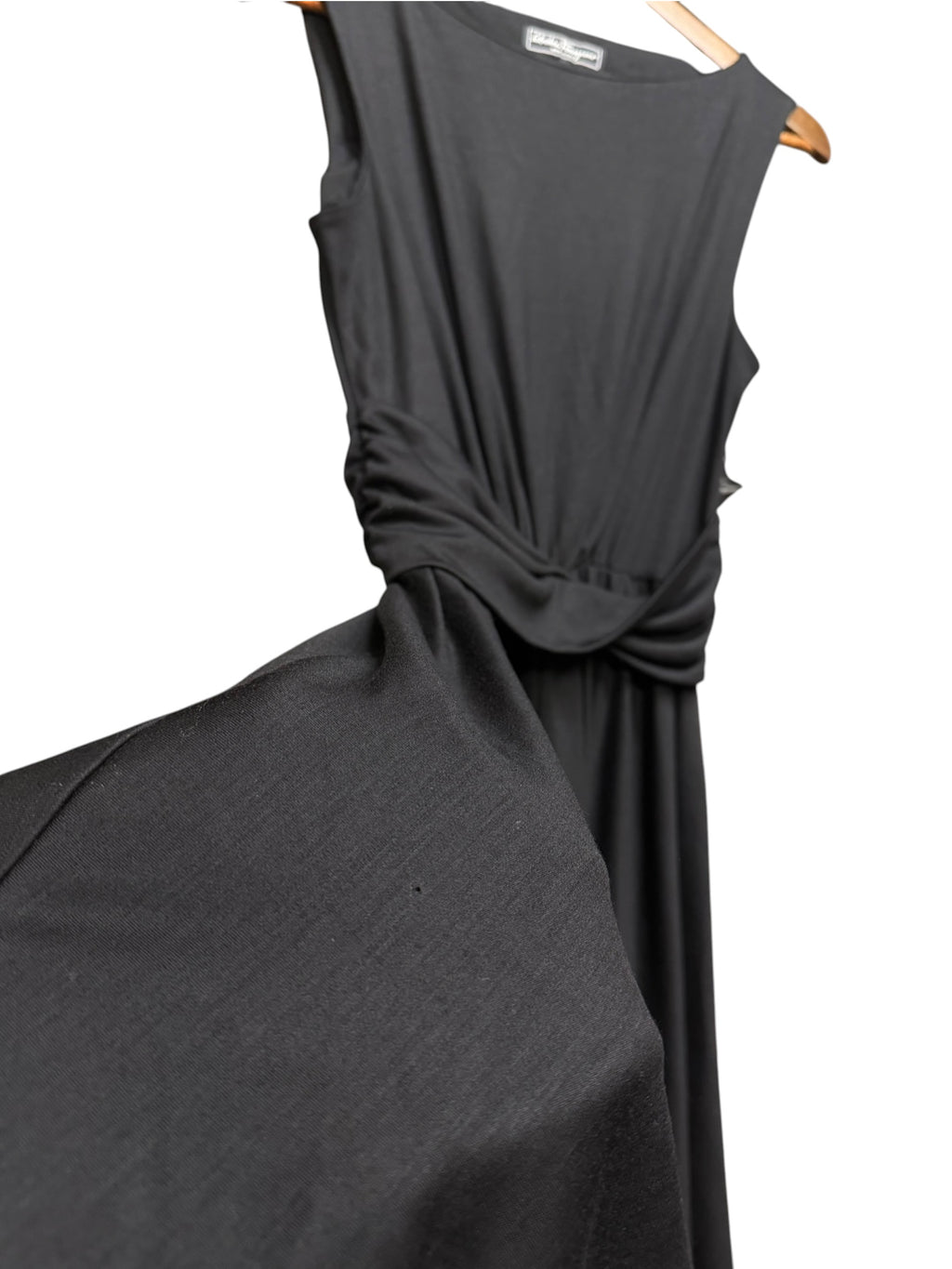 Vintage Salvatore Ferragamo Black Wool Blend Mid Length Dress