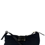 Fendi Black Leather Trim Crossbody Neoprene Baguette