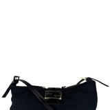 Fendi Black Leather Trim Crossbody Neoprene Baguette