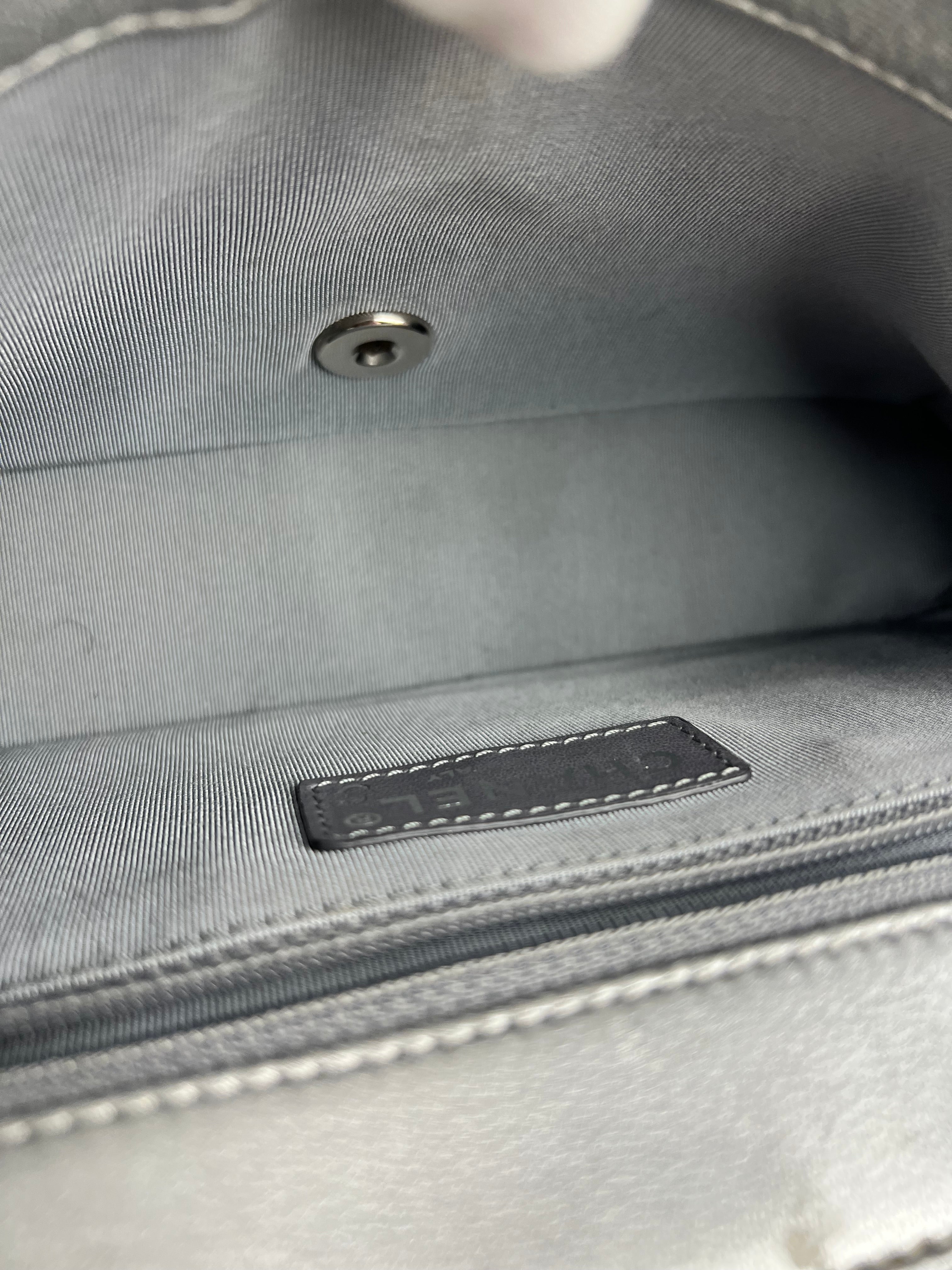 Chanel 2017 Mademoiselle Silver Chevron Single Flap