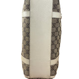Gucci Bicolor Leather Trim Canvas GG Monogram Shoulder Bag