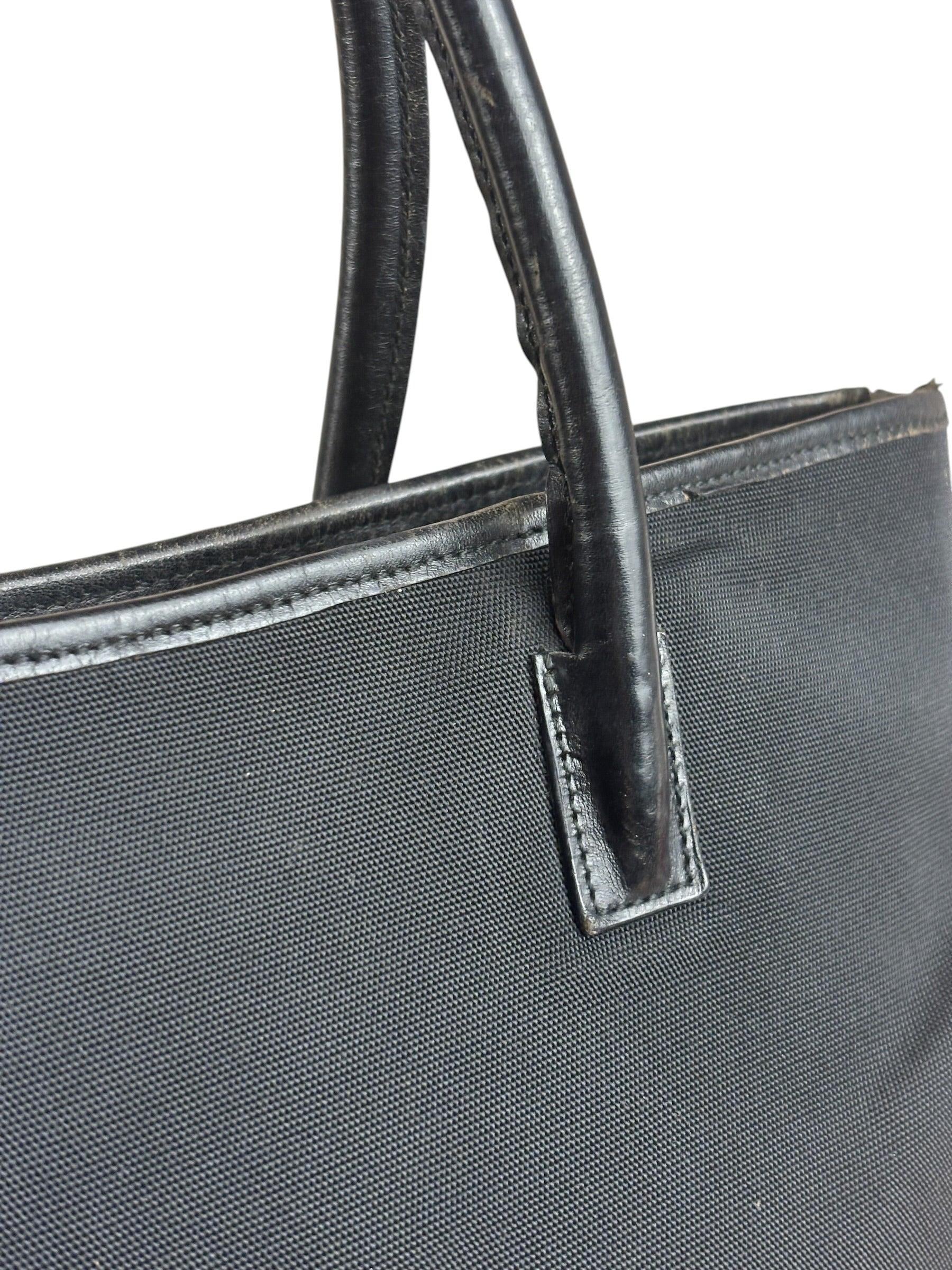 Gucci Vintage Black Nylon Leather Trim Tote Bag