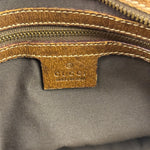 Gucci Vintage Brown Leather Trim Grommet Web Shoulder Bag