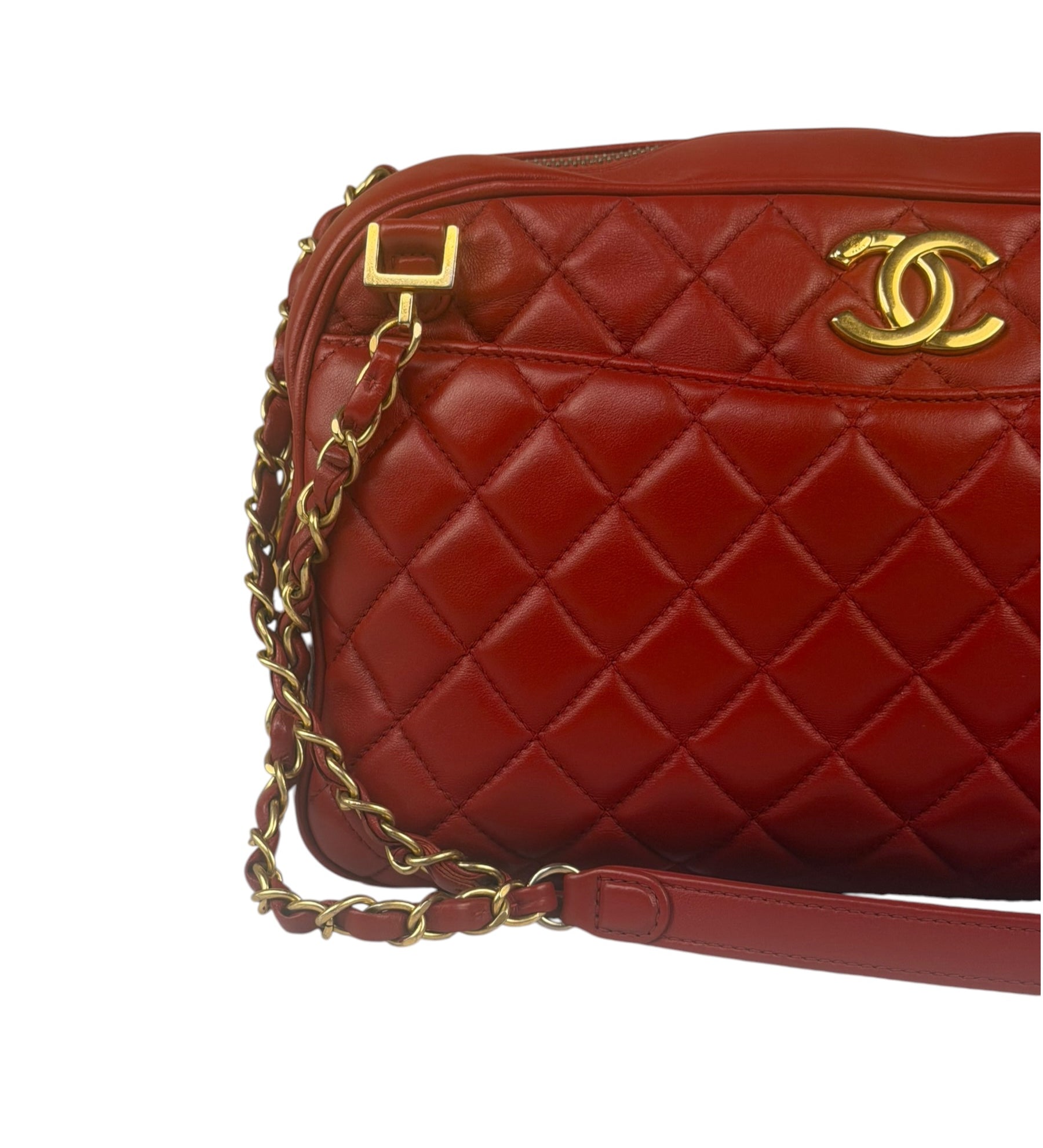 Chanel Red Quilted Leather Camera Bag 2012