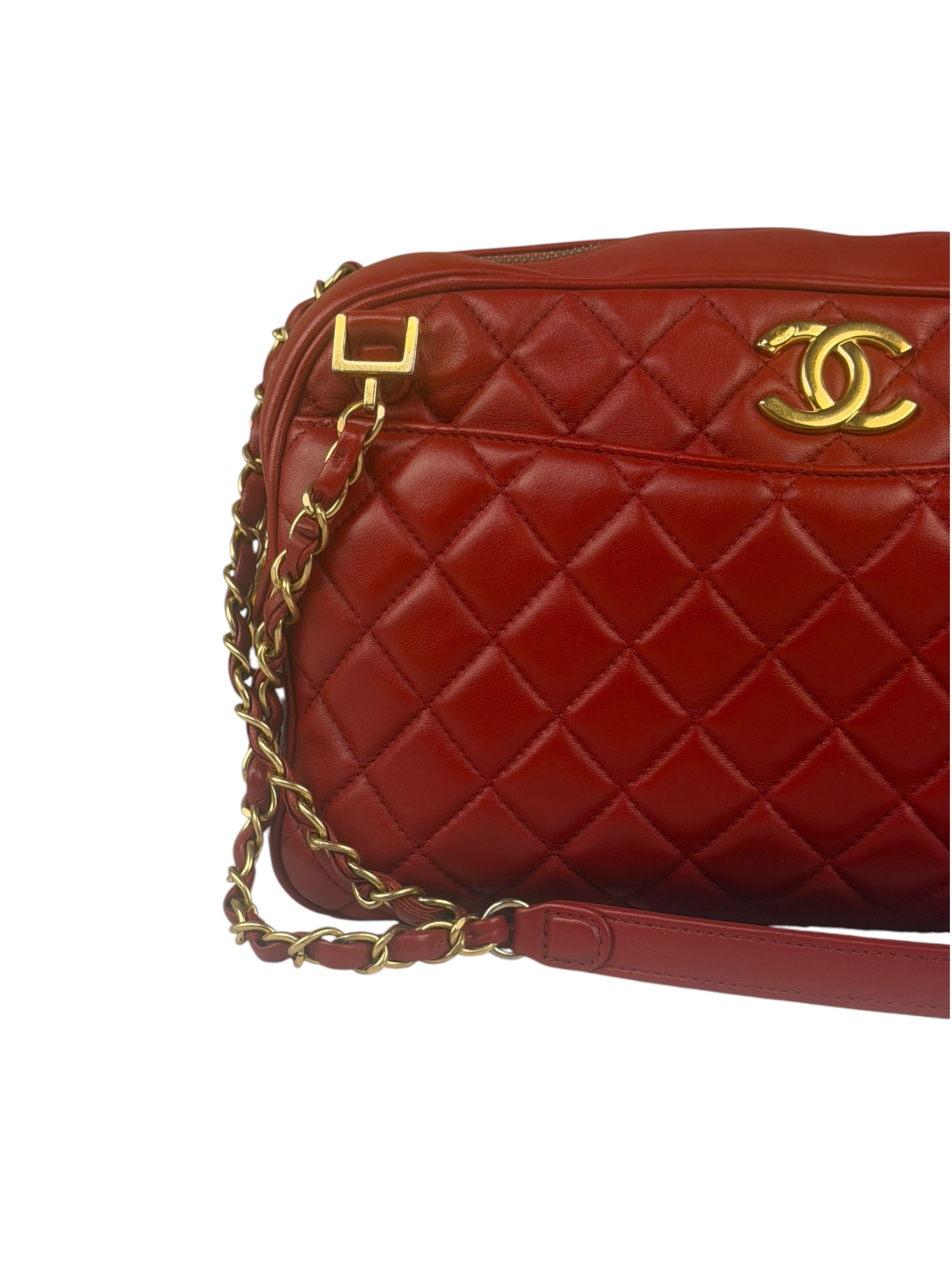 Chanel Red Quilted Leather Camera Bag 2012