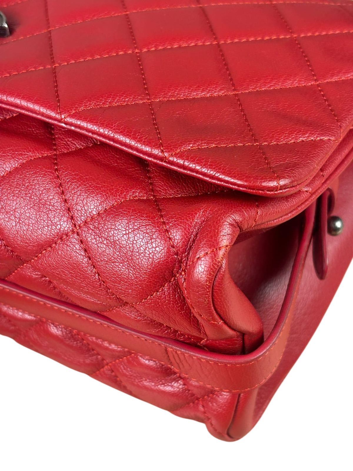 Chanel Red Quilted Lambskin Flap Bag 2015
