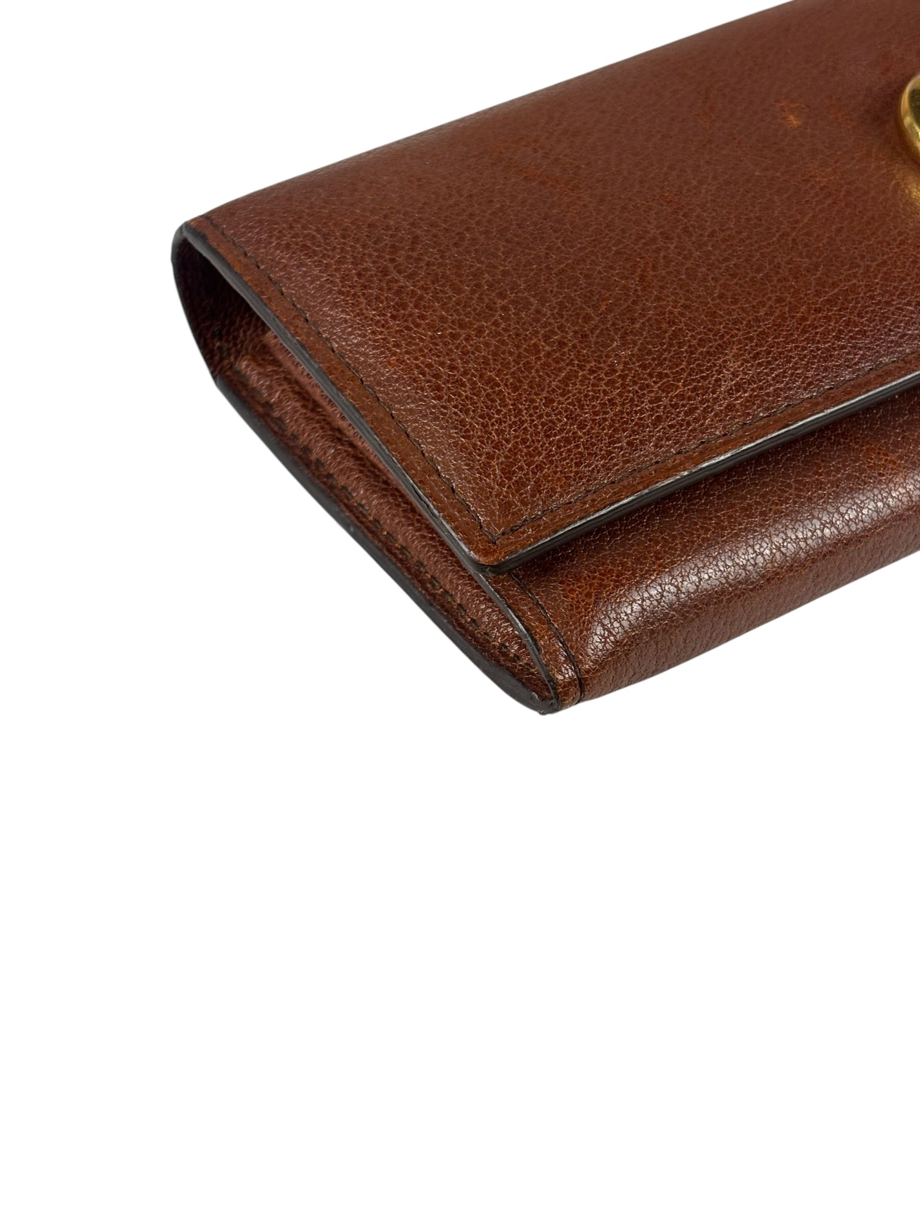 Tom Ford Brown Leather Flap Bi-Fold Wallet