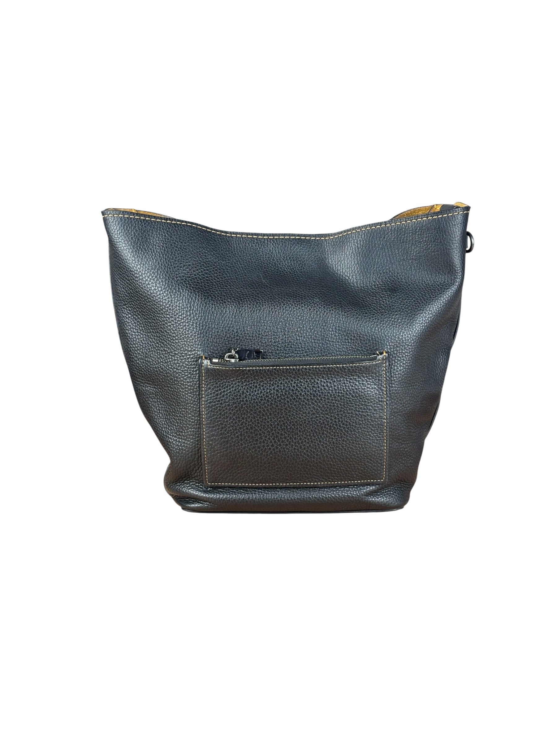 Coach Pebbled Leather Shoulder Bag Black Turn-Lock