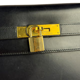 Hermes Kelly 32 Black Box Leather 1991