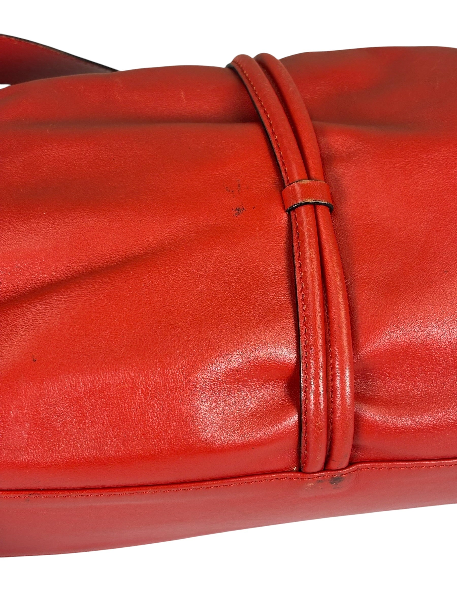 Burberry Red Leather Haymarket Check Shoulder Bag