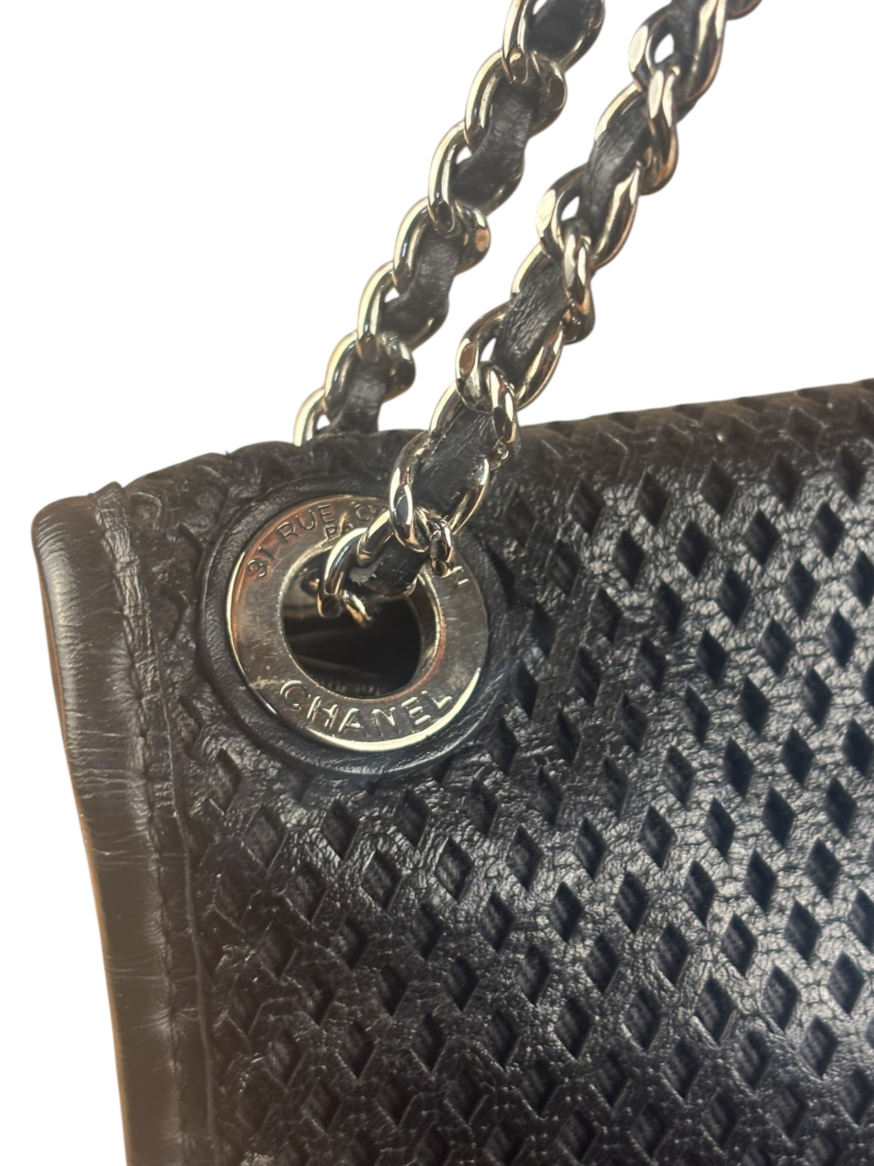 Chanel Black Perforated Leather Up in the Air Flap Bag 2012