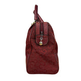 Celine Vintage Burgundy Macadam Print Mini Boston Handbag