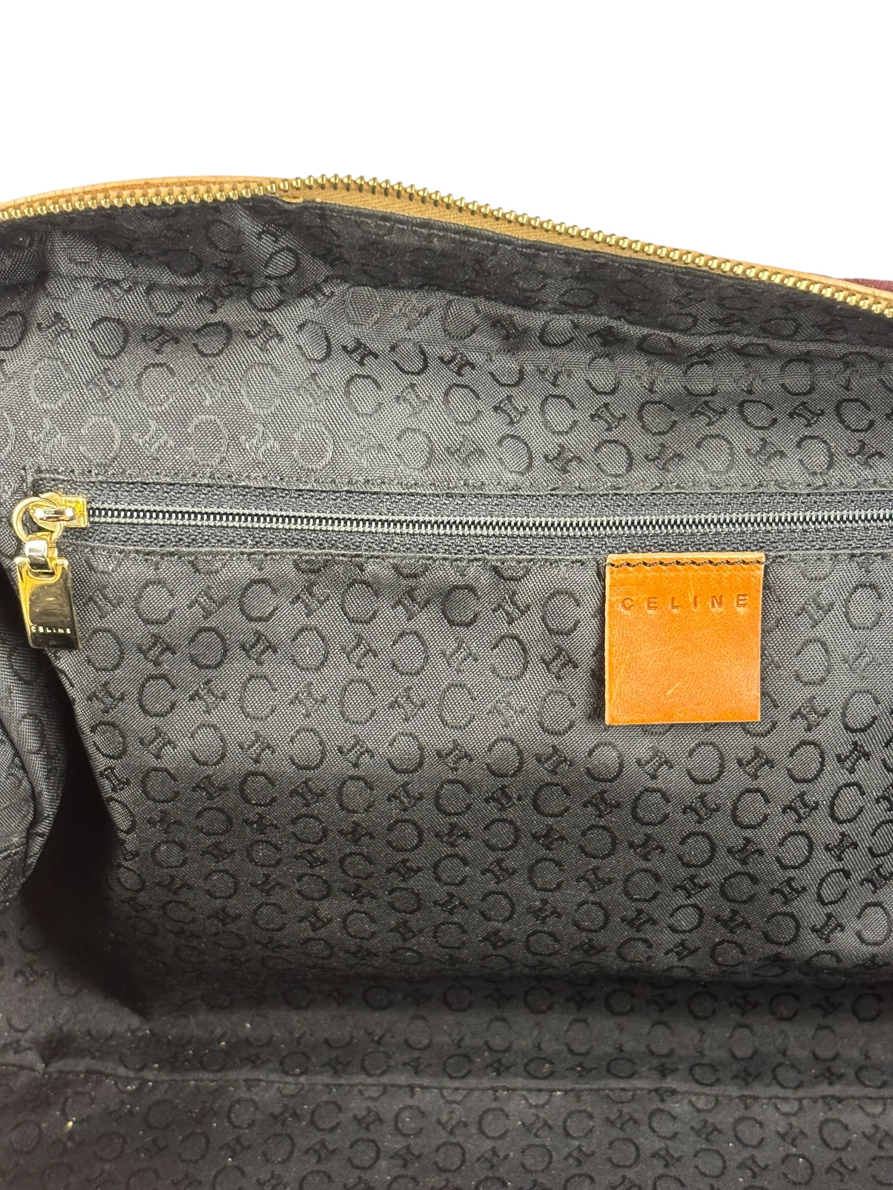 Celine Vintage Suede Macadam Leather Bowler Bag