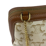 Celine Beige/Brown Leather Triomphe Chain Clutch
