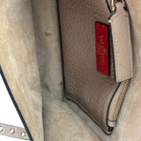 Valentino Neutral Garavani Calfskin Rockstud Crossbody Bag