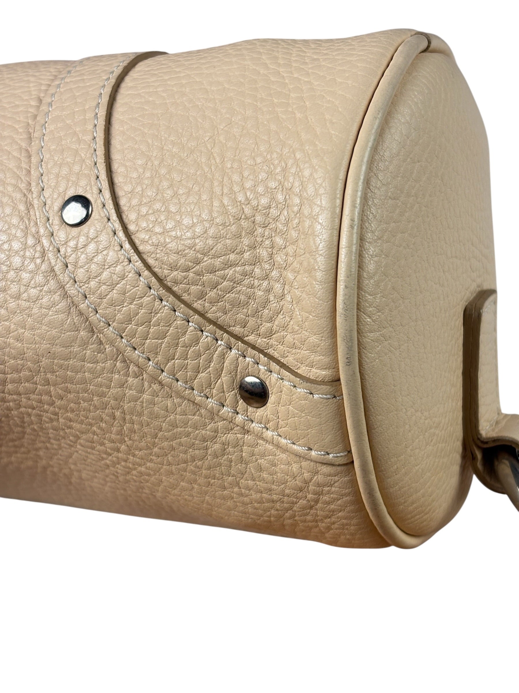 Burberry Cream Calfskin Barrel Shoulder Bag