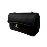 Chanel Black Satin Chocolate Bar Mini East-West Flap Bag