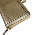 Gucci Bronze Metallic Leather Bamboo Long Zippy Wallet