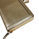 Gucci Bronze Metallic Leather Bamboo Long Zippy Wallet