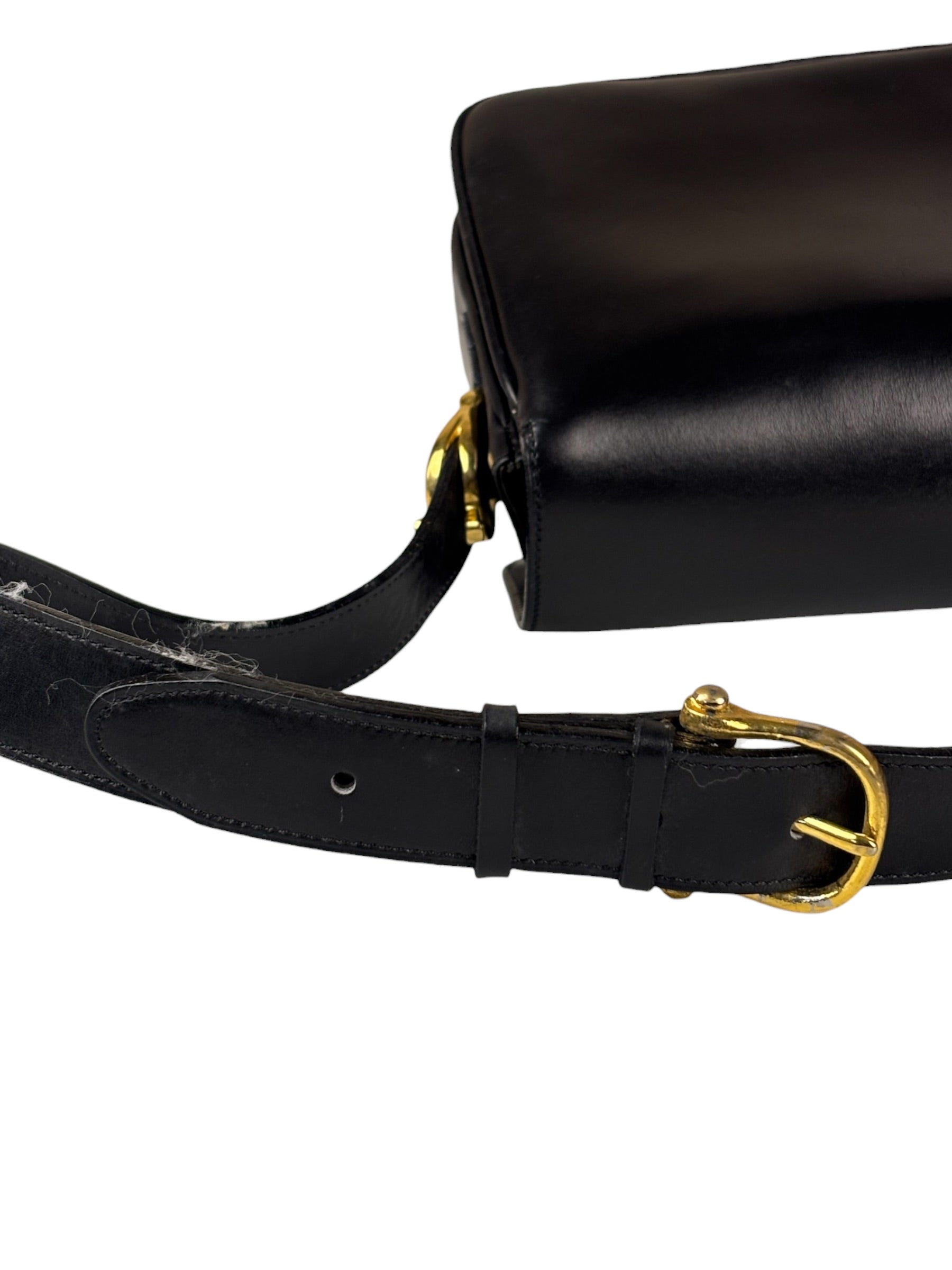 Celine Vintage Black Leather Shoulder Bag