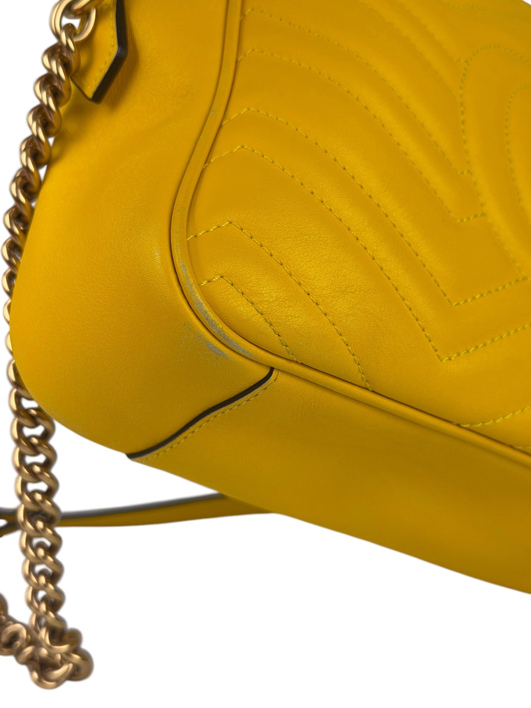 Gucci Bright Yellow GG Marmont Matelasse Shoulder Camera Bag