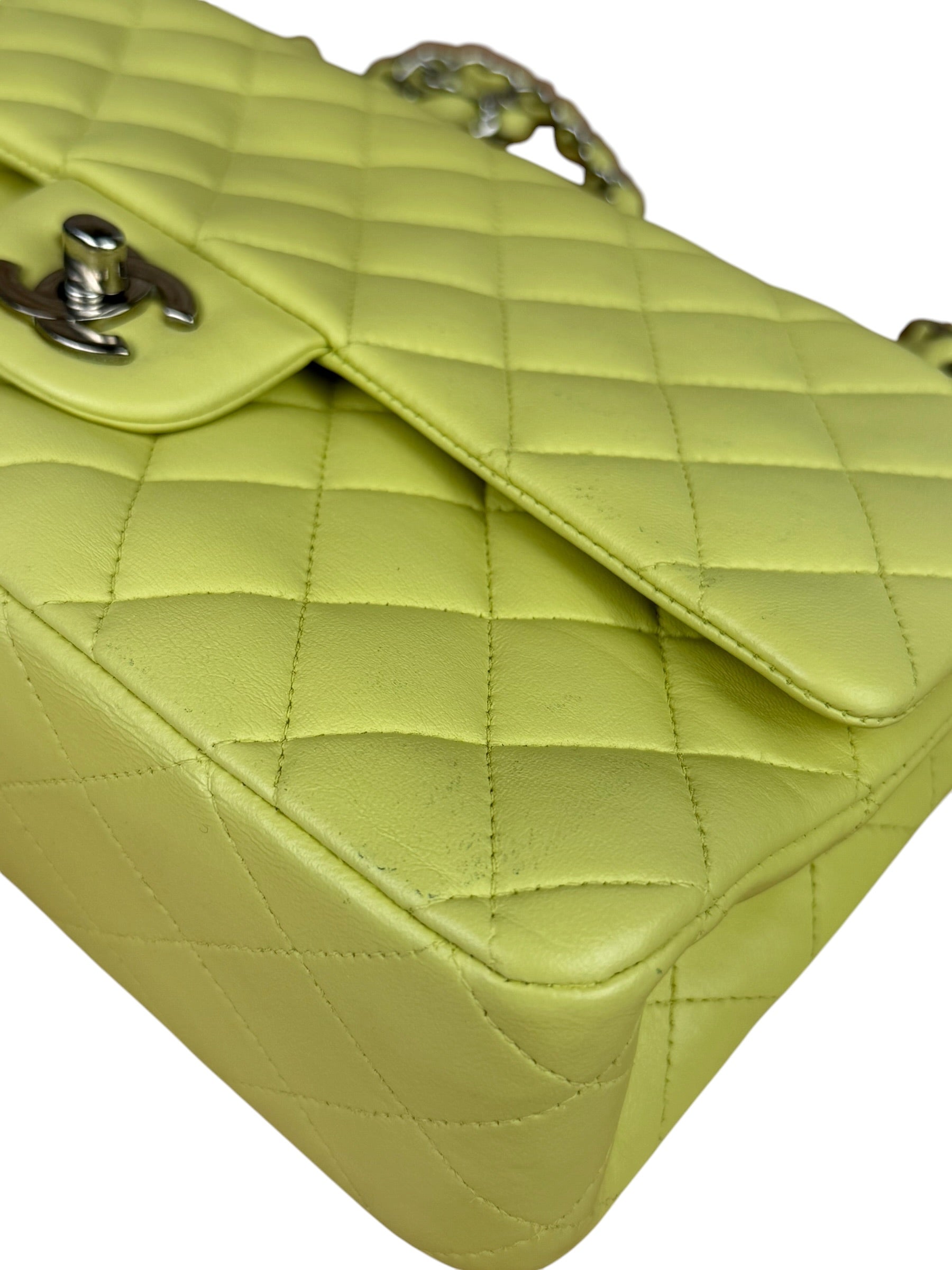 Chanel Yellow Neon Quilted Leather Classic Double Flap Bag 2010
