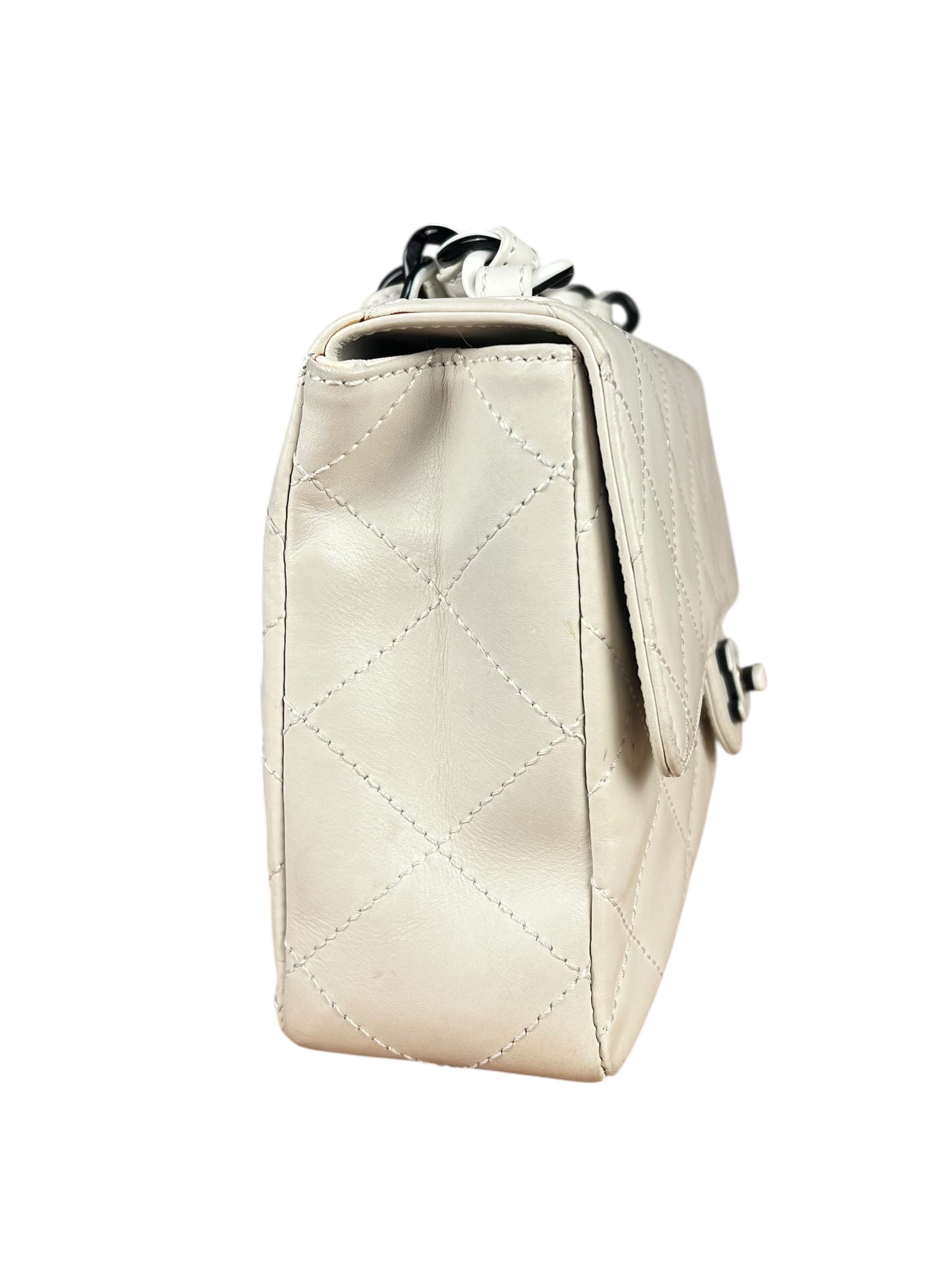 Chanel Classique White Quilted Leather Flap Bag 2001