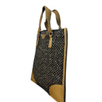 Prada Vintage Brown/Black Woven Tweed Trim Tote Handbag